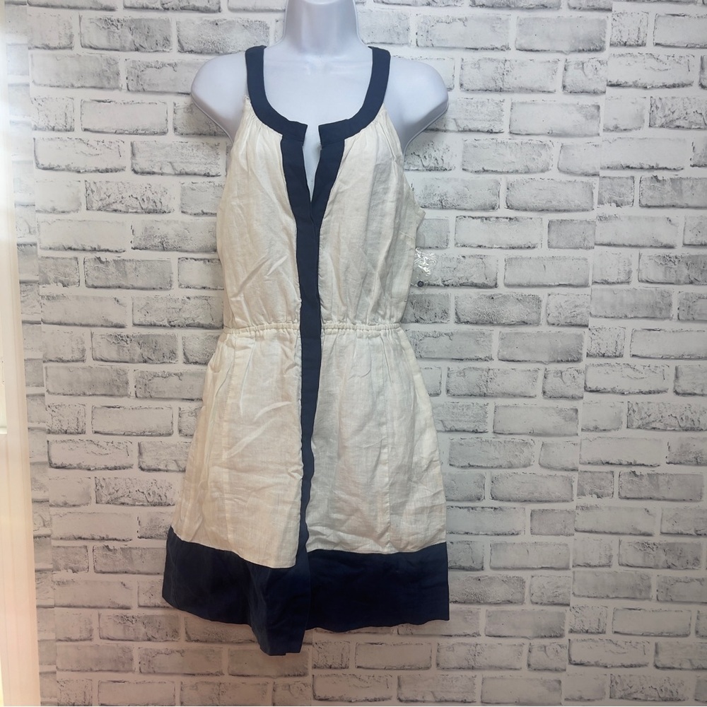 Cynthia Rowley Sleeveless Linen V-Neck Cinched Waist Dress NEW 12 - Picture 2 of 14